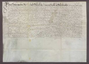 Schuldbrief des Bischofs Eberhard von Speyer gegenüber Johann Bart, Keller des Domstifts zu Bauerbach, über 1000 Gulden zu 5 Prozent.