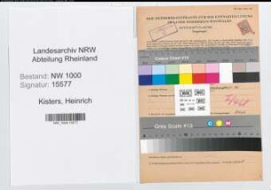 Entnazifizierung Heinrich Kisters, geb. 17.01.1903 (Geschaeftsfuehrer)