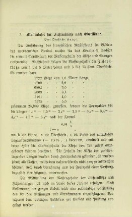 I.3. Massentafel für Fichtenklötze nach Oberstärke