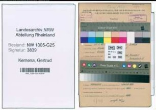 Entnazifizierung Gertrud Kemena , geb. 25.10.1913 (Einzelhaendlerin)