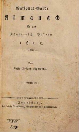 Nazional-Garde-Almanach für das Königreich Baiern. 1813
