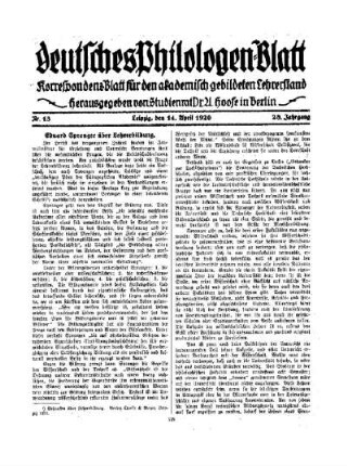 Eduard Spranger über Lehrerbildung