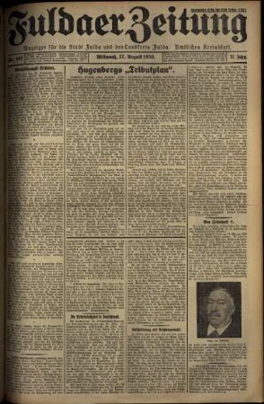 Erste Ausgabe vom Mittwoch, den 27. August 1930.