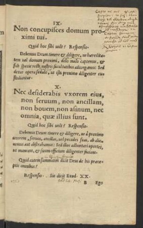 X. Nec desiderabis uxorem eius, non servum, non ancillam, non bovem, non asinum, nec omnia, quae illius sunt.