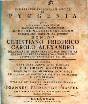 Dissertatio inavgvralis medica de pyogenia