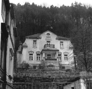 Bad Schandau, Kirnitzschtalstraße 73. Villenartiges Wohnhaus (Haus Hildegard; um 1905). Straßenansicht von Osten