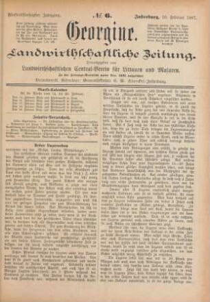 Fünfundfünfzigster Jahrgang. No. 6. Insterburg, 10. Februar 1887.