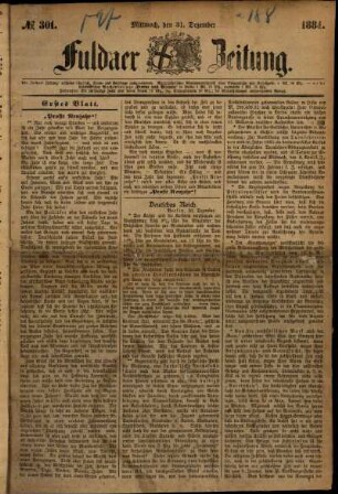 Ausgabe vom Mittwoch, den 31. Dezember 1884.