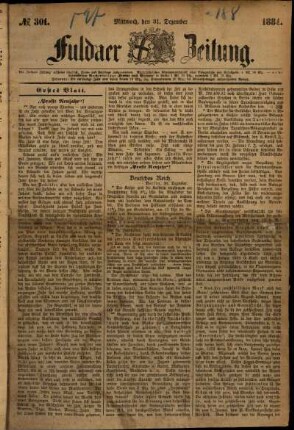 Ausgabe vom Mittwoch, den 31. Dezember 1884.