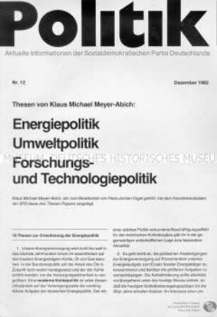"Politik" - Mitteilungsblatt der SPD, zur Energie- und Umweltpolitik