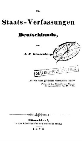 Die Staats-Verfassungen Deutschlands