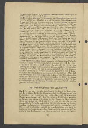 Die Weltkongresse der Komintern
