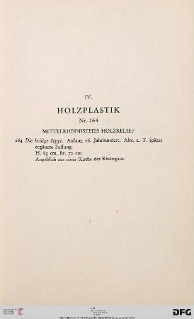 IV. Holzplastik (Nr. 264)