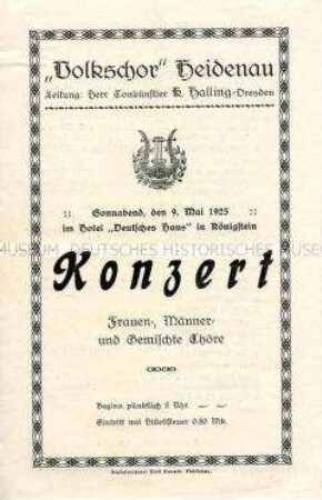 Programm zu einem Konzert des Volkschores Heidenau