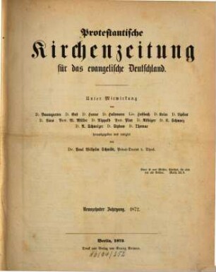Protestantische Kirchenzeitung für das evangelische Deutschland, 19. 1872