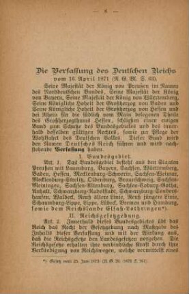 Die Verfassung des Deutschen Reichs vom 16. April 1871.