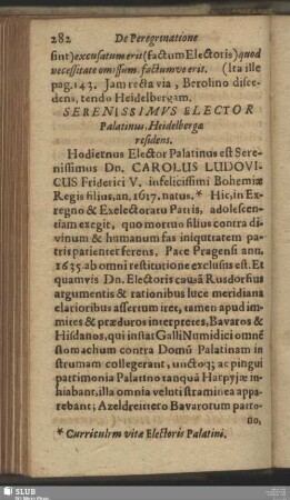 Serenissimus Elector Palatinus, Heidelbergae residens