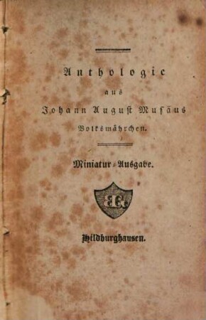 Anthologie aus J. A. Musäus Volksmärchen, 1
