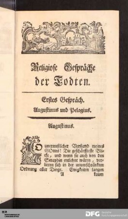 Erstes Gespräch. Augustinus und Pelagius.