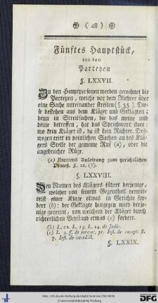 Fünftes Hauptstück, von den Parteyen.