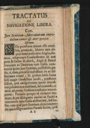 Cap. I. Iure Gentium Mercaturam introductam eamve esse inter quosvis liberam.