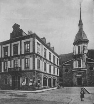 Erster Weltkrieg - "Kriegserinnerungen an Nordfrankreich und die Vogesen". "Schirmeck (Dép. Bas-Rhin), Rathaus und Kirche"