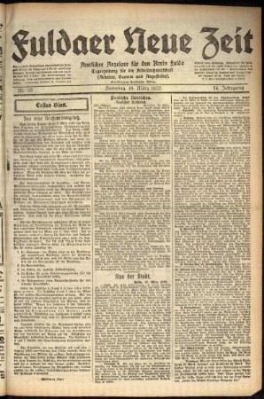 Erste Ausgabe vom Samstag, den 18. März 1922.