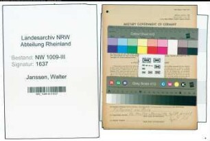 Entnazifizierung Walter Janssen , geb. 02.08.1914 ()