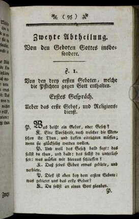 Zweyte Abtheilung. Von den Geboten Gottes insbesondere.