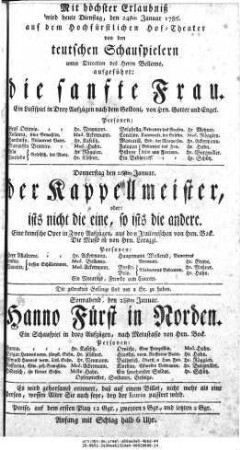 Der Kappellmeister, oder: ists nicht die eine, so ists die andere