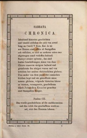 Johannes Kesslers Sabbata : Chronik der Jahre 1523 - 1539. 1.
