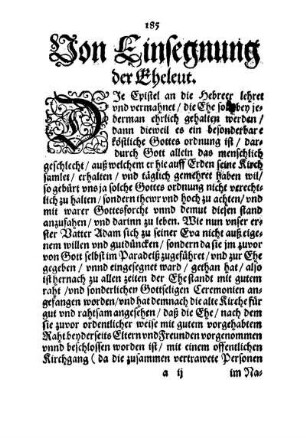 Von Einsegnung der Eheleut.