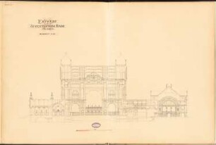 Öffentliches Bad, Berlin Schinkelwettbewerb 1893: Schnitt S-N 1:200