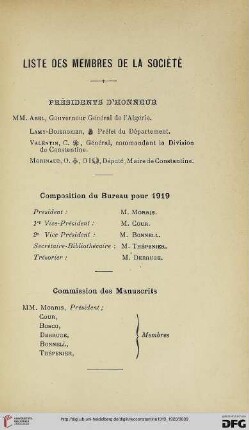 Liste des membres de la Société