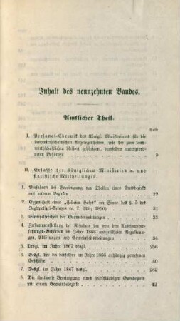 Inhalt des neunzehnten Bandes