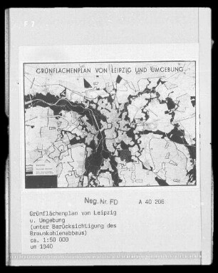 Grünflächenplan von Leipzig und Umgebung (unter Berücksichtigung des Braunkohlenabbaus)