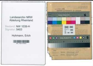 Entnazifizierung Erich Hohmann , geb. 22.06.1900 (Gasmeister)