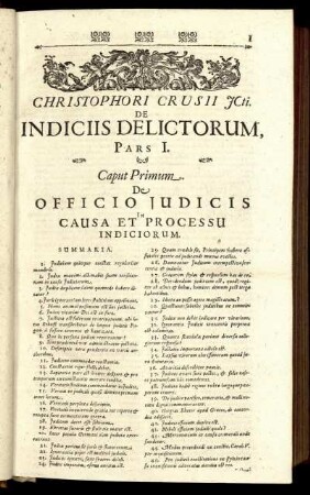 De Indiciis Delictorum, Pars I.