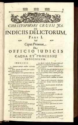 De Indiciis Delictorum, Pars I.