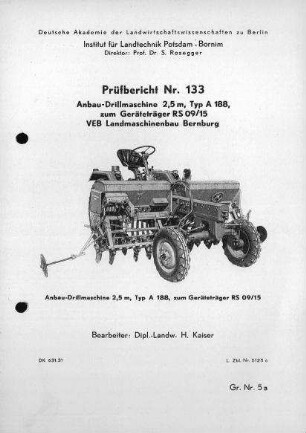 Anbau-Drillmaschine 2,5 m, Typ A 188