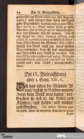 Die IX. Betrachtung über I. Sam. XIII, 6.