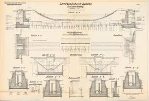 Rhein-Herne-Kanal. Landwehrbach-Düker, Herne-Horsthausen: Östlicher Strang: Ansicht, Aufsicht, Schnitte 1:100