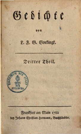 Sämmtliche Gedichte : in drey Theilen, 3