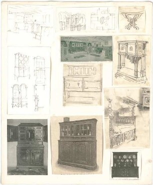 Rosenbauer, Gregor; Frankfurt; Studienarbeiten - Schrank, Tisch, Himmelbett (Ansicht, Innenraumperspektive, Perspektive)