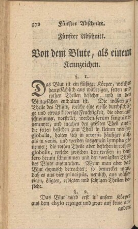 Fünfter Abschnitt. Von dem Blute, als einem Kennzeichen