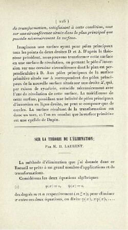 Sur la théorie de l'élimination.