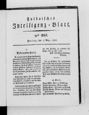 32tes Stück, Ausgabe vom 5. Aug. 1808