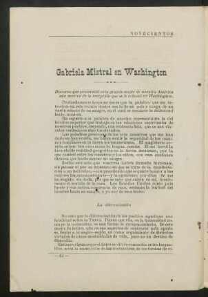 Gabriela Mistral en Washington