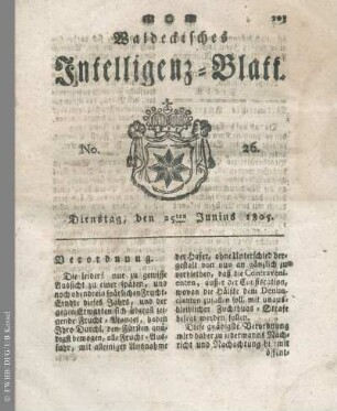 No. 26, Dienstag, den 25ten Junius 1805