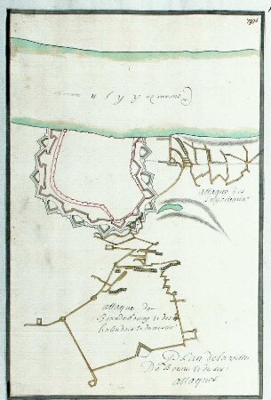 WHK 7 Reichs- und Französischer Krieg von 1688-1697 bis zum Frieden von Ryswick: Plan der Angriffe auf die Stadt Bonn, 1688